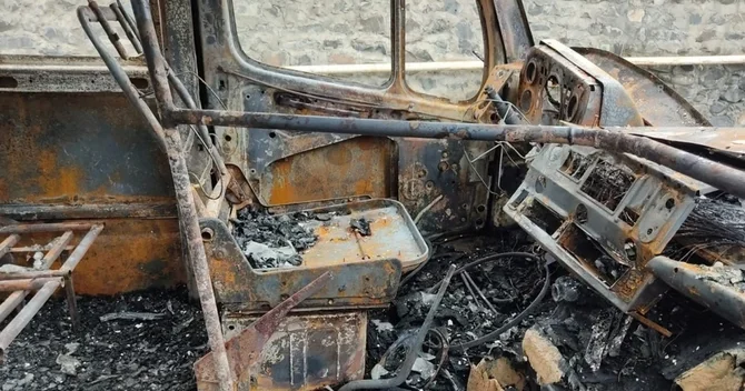 Abşeronda 4 avtobus yanıb külə döndü Hadisə yerindən GÖRÜNTÜLƏR