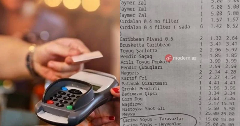 Bakıda restoranda kuryoz olay: Söyüşə görə müştəriyə cərimə yazıldı