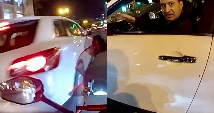 Motosikleti az qala vuran sürücü cavabıyla özünü gülməli vəziyyətə saldı VİDEO