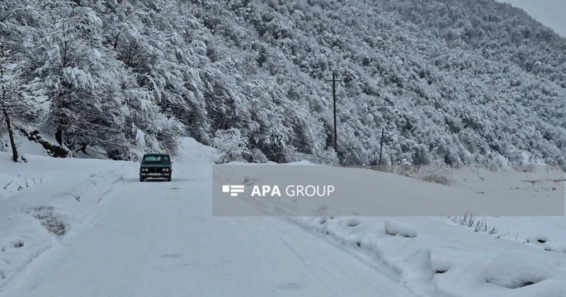 Güclü qar Qəbələnin dağlıq kəndlərinə gediş gəlişi çətinləşdirib FOTO