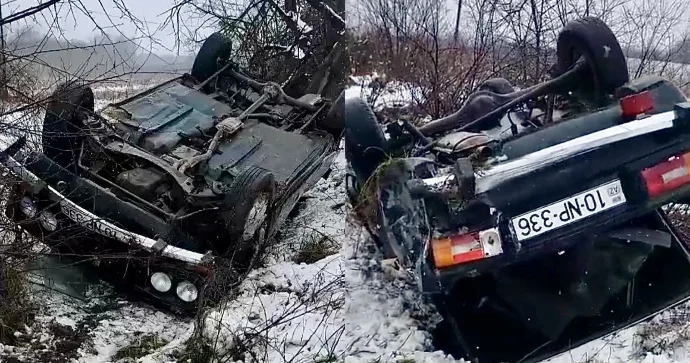 Xaçmazda “VAZ” yoldan çıxaraq aşdı VİDEO