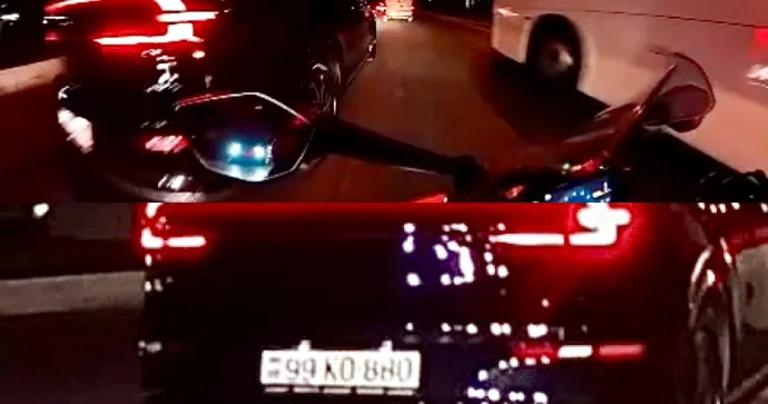 Prospektdə sürücü motosikleti gözardı edib sıxışdırdı 99 KO 880 VİDEO