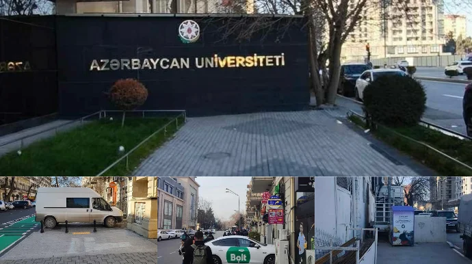 Bakıda universitet yerləşdirdiyi lövhə ilə illərdir səkini zəbt edir FOTOSESSİYA