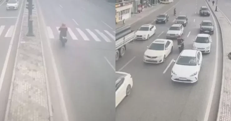 Motosikletlə avtoş luq edən həbs olundu VİDEO