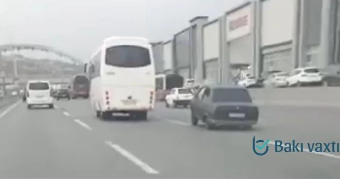 Maşının arxa hissəsi aşağı, önü yuxarı... VİDEO