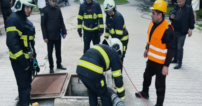 FHN Gəncədə şərti yanğın təlimi keçirib, nöqsanlar aşkar olub FOTO VİDEO