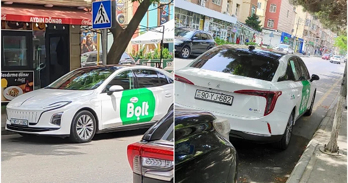 Taksi sürücüsü nişanı və zolağı heçə sayıb maşını keçidin üzərində park etdi FOTO