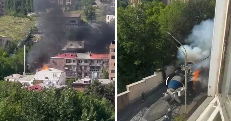 В центре Еревана взорвался грузовик, столкнулись 4 транспортных средства