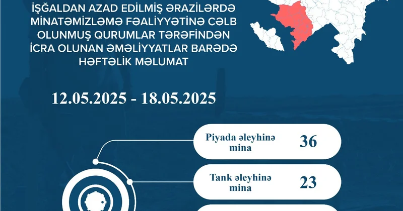 Azad edilmiş ərazilərdə daha 59 mina, 377 PHS aşkarlanıb