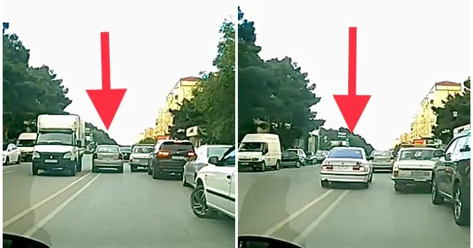 Səbrsiz sürücülər qoşa xətti tapdalayıb əks yola çıxdı; biri nömrəsizdir VİDEO
