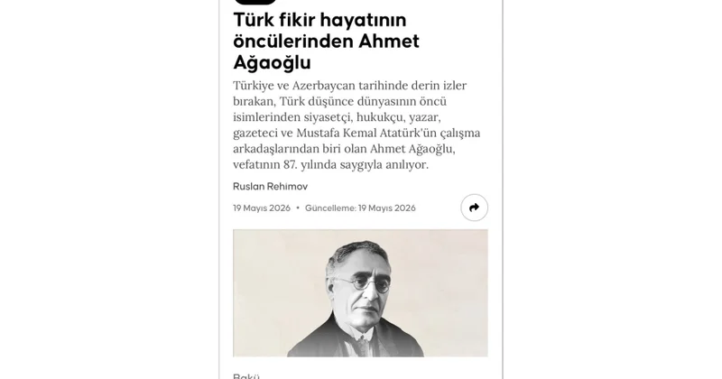 Anadolu Agentliyinin İdarə Heyətin ilk sədri Əhməd bəy Ağaoğlu