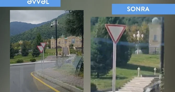Qəbələdə çaşqınlığa səbəb olan yoldakı nişan aradan qaldırıldı