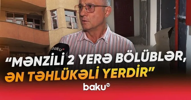 Bakıda 16 mərtəbəli binada TƏHLÜKƏ: Daşıyıcı divarı dağıdıb qapı açdılar