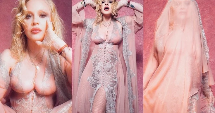 67 yaşlı Madonna transparan geyimdə Fotosessiya