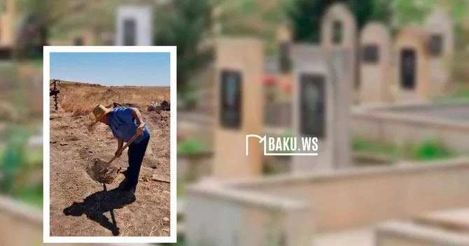 Füzulidə işğaldan azad edilmiş kəndin sakinlər dağıdılmış qəbiristanlığı birgə bərpa edir