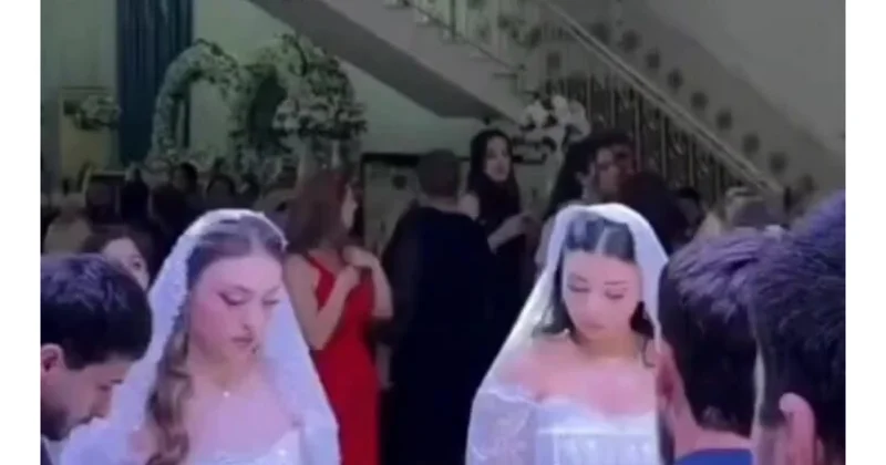 İki gəlin, iki bəy eyni məclisdə evləndi (Video)