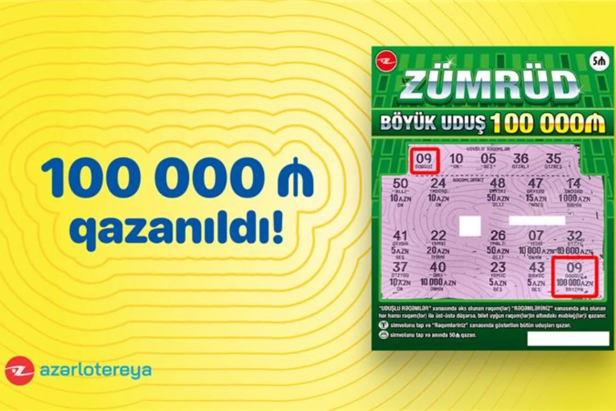 Zümrüd ani lotereyasında böyük uduş 100 000 qazanıldı!