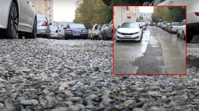 Bakıda yol 2 aya yaxındır qazılıb, amma asfaltlayan yoxdur VİDEO