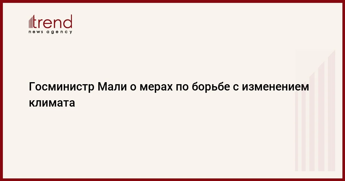 Госминистр Мали о мерах по борьбе с изменением климата