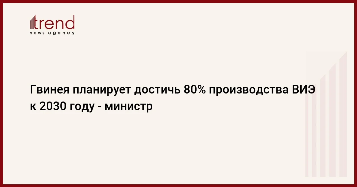 Гвинея планирует достичь 80% производства ВИЭ к 2030 году министр