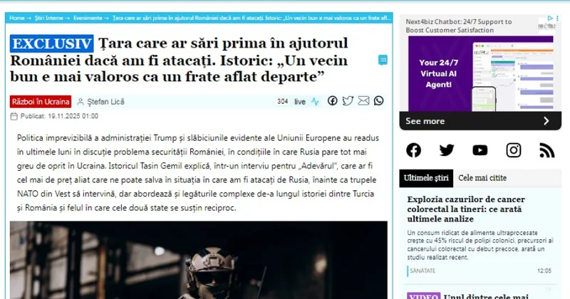 Professor Tasin Cəmil: Rumıniya hərbi təhlükə ilə üzləşərsə, ilk yardım edəcək ölkə Türkiyə olacaq
