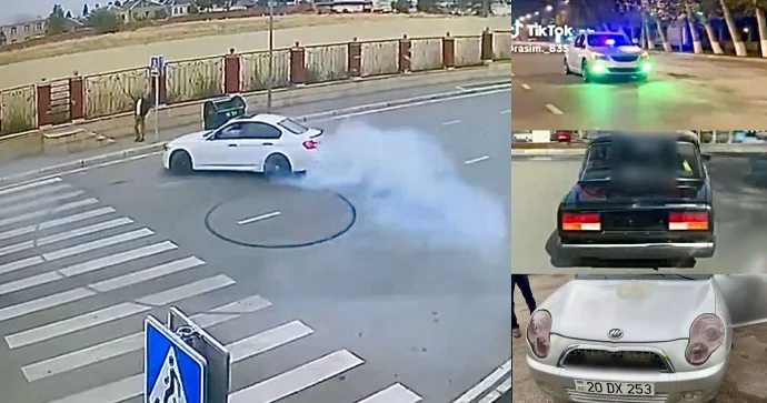 Toy karvanında “BMW” ilə “drift şou”su göstərən sürücü VƏSİQƏSİZ QALDI + HƏBS OLUNDU VİDEO