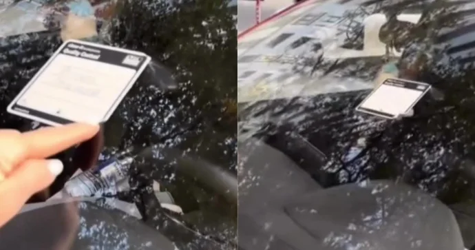 Maşını məhəllədə saxladığı üçün üstünə kağız yapışdırıldı “Burada saxlama” VİDEO