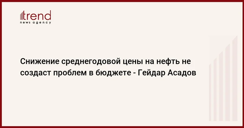 Снижение среднегодовой цены на нефть не создаст проблем в бюджете Гейдар Асадов