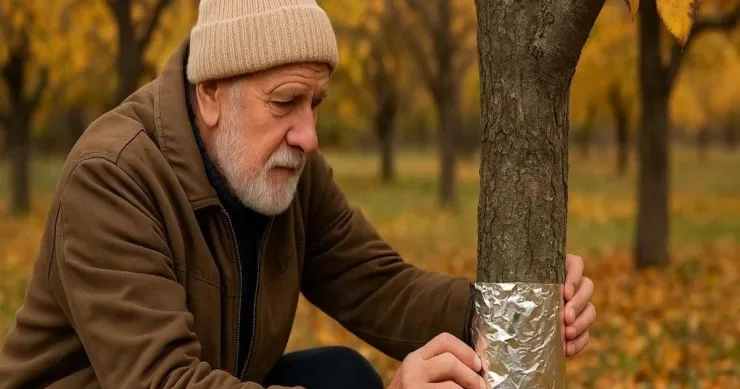 Ağacların gövdəsini folqa ilə sarıyın gələn ilə meyvə bir neçə dəfə artacaq