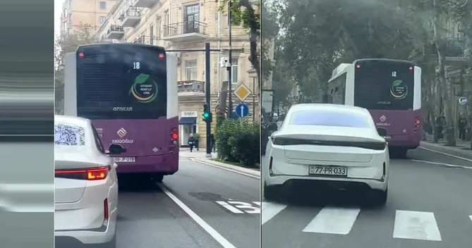 18 nömrəli avtobusun sürücüsü zolaqdan istifadə etmədi, NARAZILIQ YARATDI