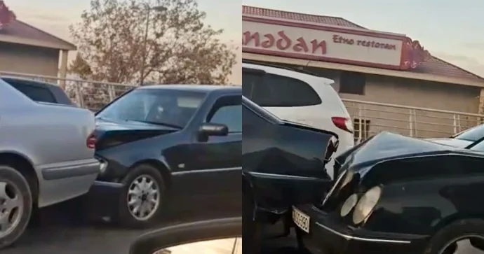 Prospektdə zəncirvari qəza Dörd avtomobil toqquşdu VİDEO