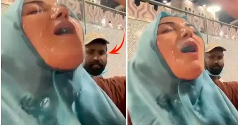 Ümrə ziyarətinə gedən qadından erotik hərəkətlər: Of çəkərək... VİDEO