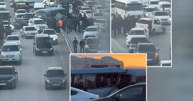 Bakı Sumqayıt yolunda sərnişin avtobusu ilə minik maşını toqquşdu