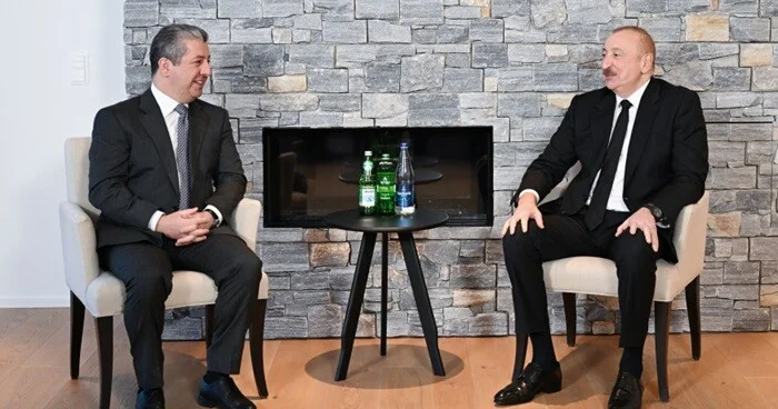 İlham Əliyev Məsrur Bərzani ilə görüşdü Foto