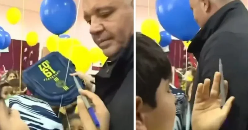 Forma yerinə uşağın alnına imza atdı Video