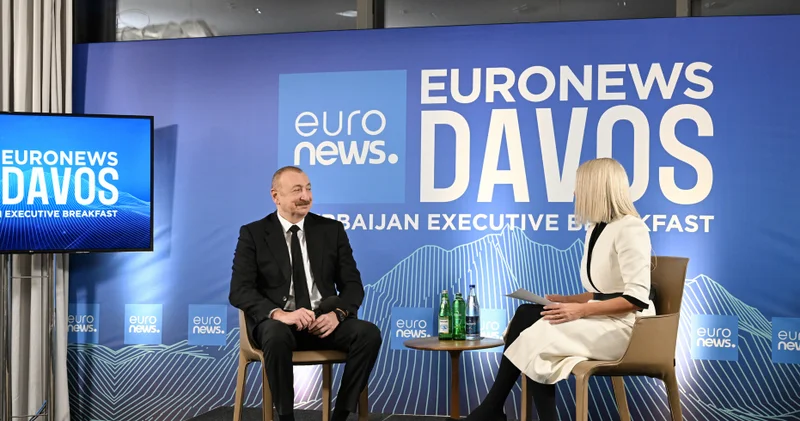 Prezident İlham Əliyev yanvarın 20 də Davosda “Euronews” televiziyasına müsahibə verib YENİLƏNİB/FOTOLAR
