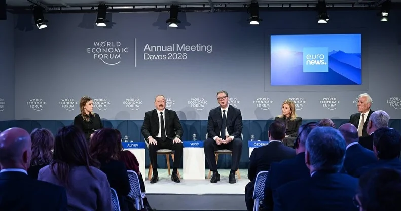 Мехрибан Алиева показала кадры из Давоса с участием Ильхама Алиева в работе панельной сессии Minval Politika