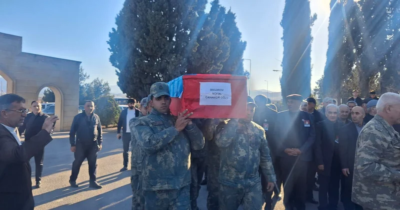 Şəhid Nofəl Əsgərovla vida mərasimi keçirilir FOTO