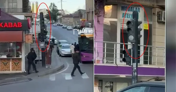 Bakının bu ərazisində işıq kəsildi Svetofor lar işləmir