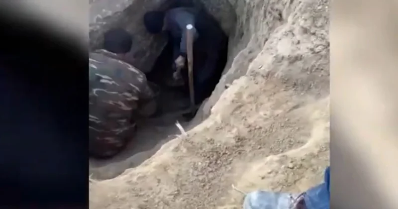 Qobustan qayalarının dibində qızıl axtarırdılar Saxlanıldılar Video