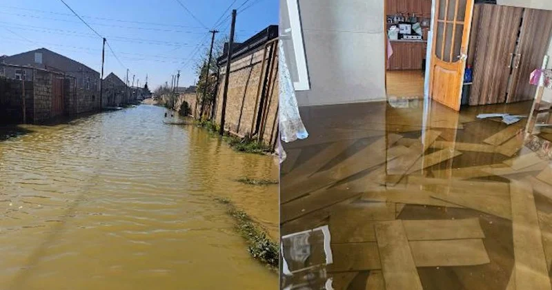 Maştağada 20 gündür yağış suları çəkilmir Video