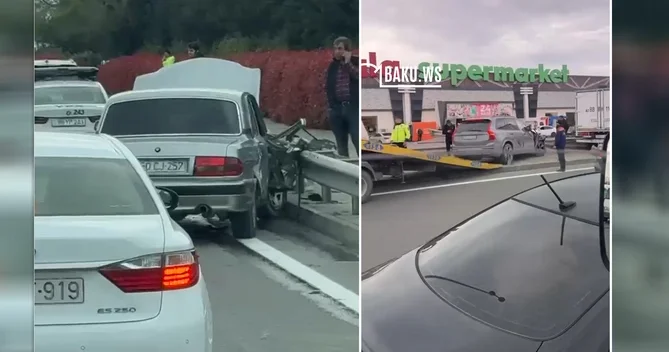 Mərdəkan şosesində AĞIR QƏZA Maşınlar arakəsməyə çırpıldı