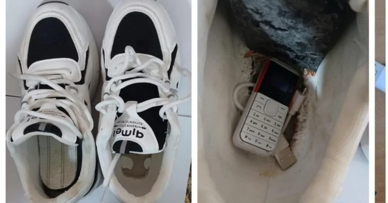 Həyat yoldaşına idman ayaqqabısının içində mobil telefon keçirmək istədi
