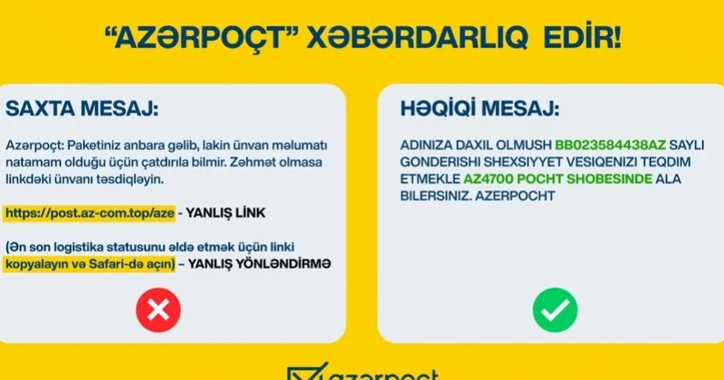 Vətəndaşlara Azərpoçtun adından saxta mesajlar göndərilir