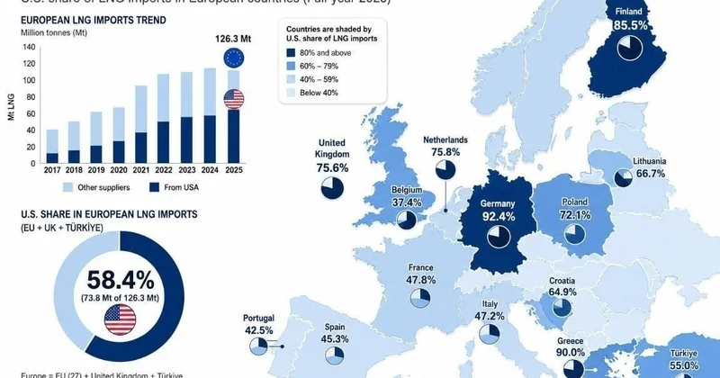 В первом квартале 2026 года США обеспечили 63% газового импорта Европы