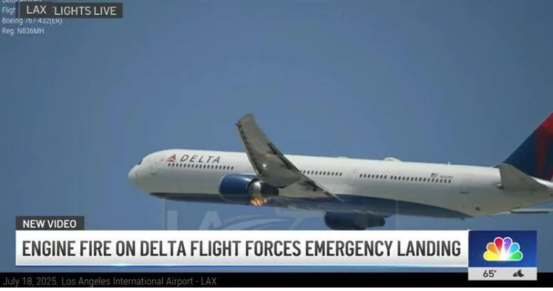 Boeing 767 загорелся в небе прямо после взлета ВИДЕО