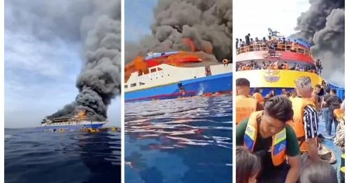 İndoneziyada 280 sərnişin olan gəmidə yanğın Ölənlər var FOTOlar