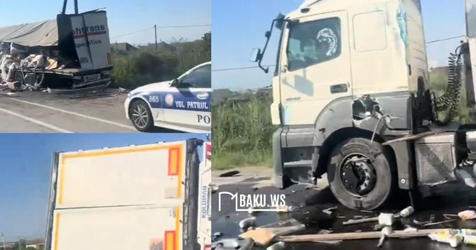 Bakı Qazax yolunda 2 TIR aşıb