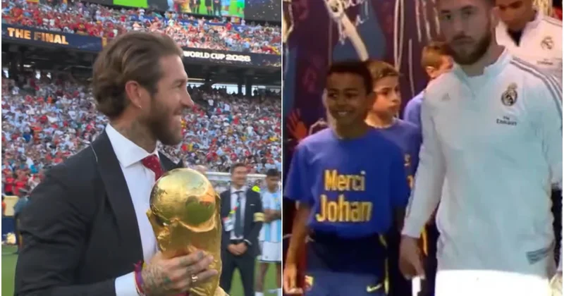 Ramos illər əvvəl əlindən tutduğu balaca Yamala bu dəfə DÇ nin kubokunu təqdim etdi VİDEO