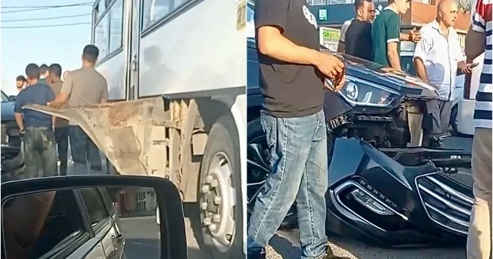 Hövsanda “Hyundai” sərnişin avtobusuna çırpıldı VİDEO
